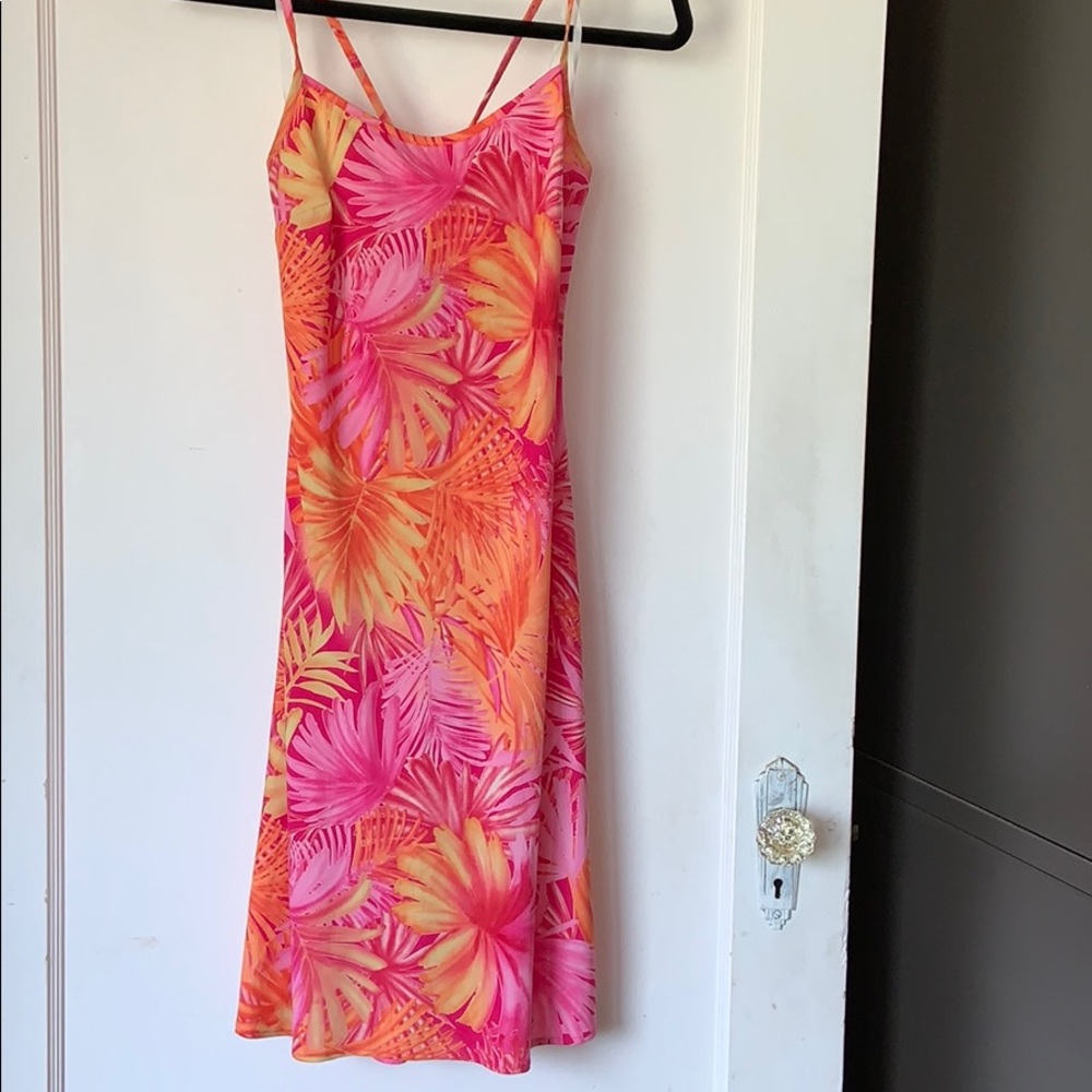 To The Max! Spaghetti Strap Tropical Print Dress